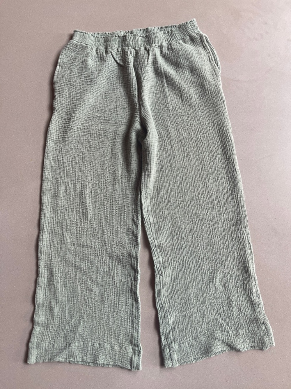 Shade & Shore Sage 100% Cotton Muslin Pants with elastic waist band and pockets